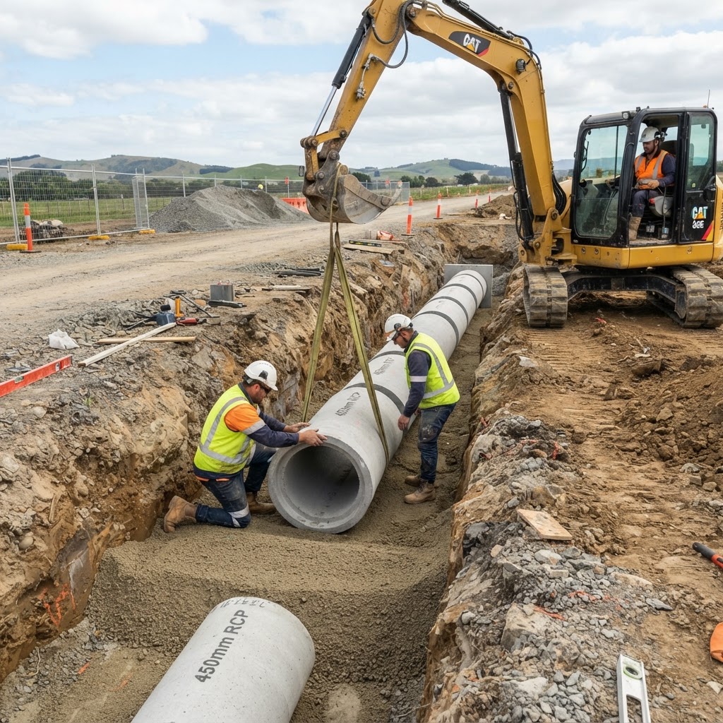 450mm concrete culvert installation