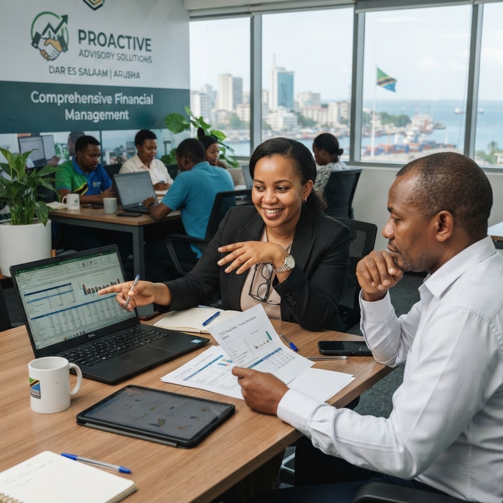 Professional outsourced finance controller working with a business client