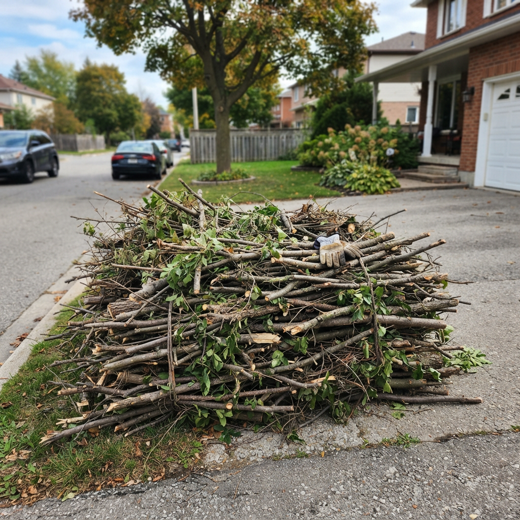 Branches stacked for removal