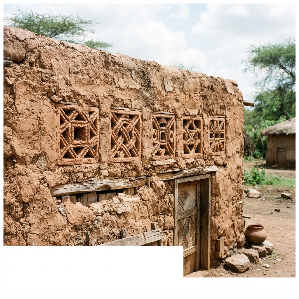 Mara clay ventilation grills in a building wall