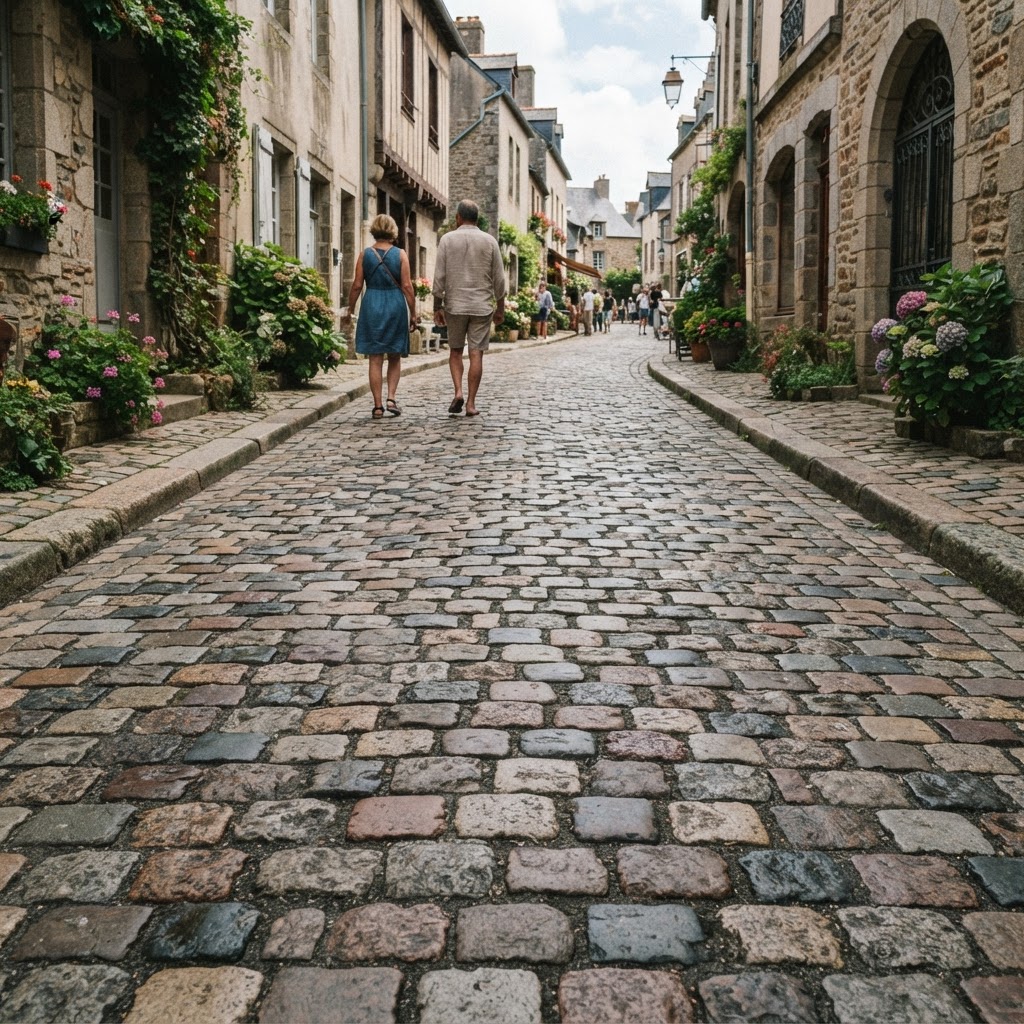 Cobble cabro pavers creating a traditional cobblestone effect