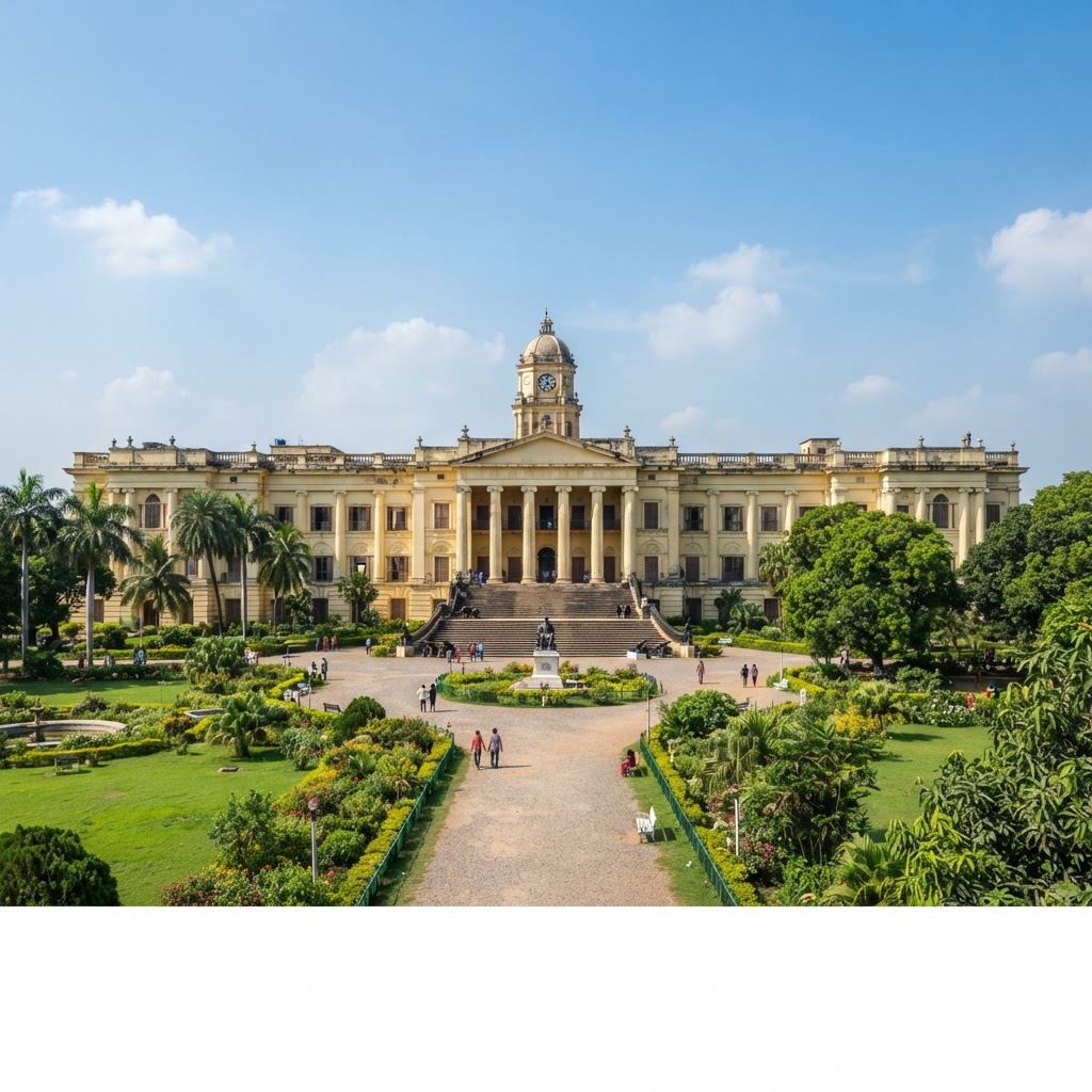 Hazarduari Palace in Murshidabad with grand colonial architecture and gardens
