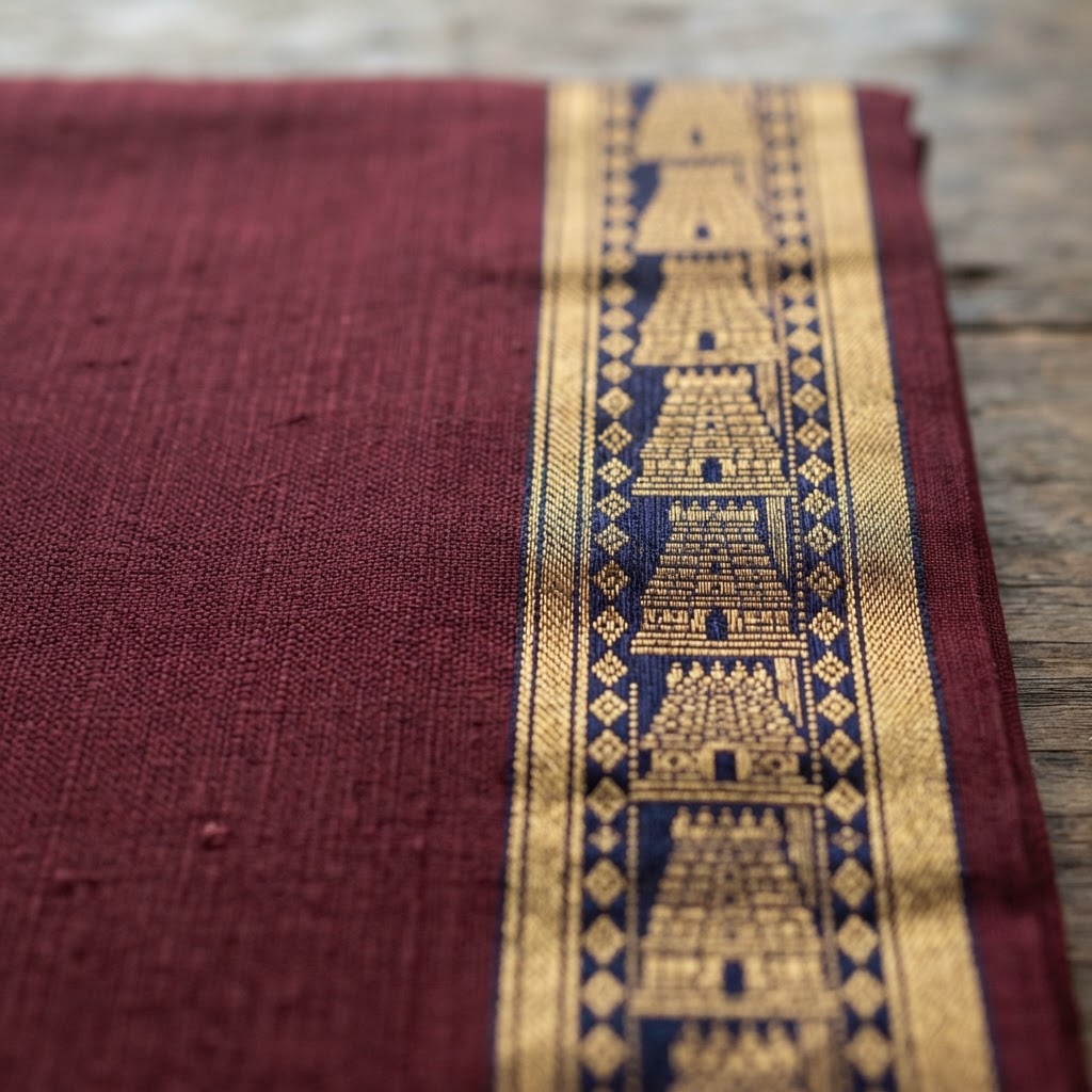 Crimson Zari Banarasi Silk Saree in cart