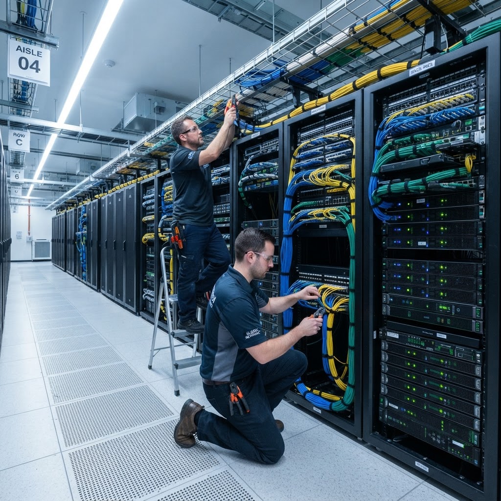 Structured cabling and server rack installation in a data center in Riyadh Saudi Arabia