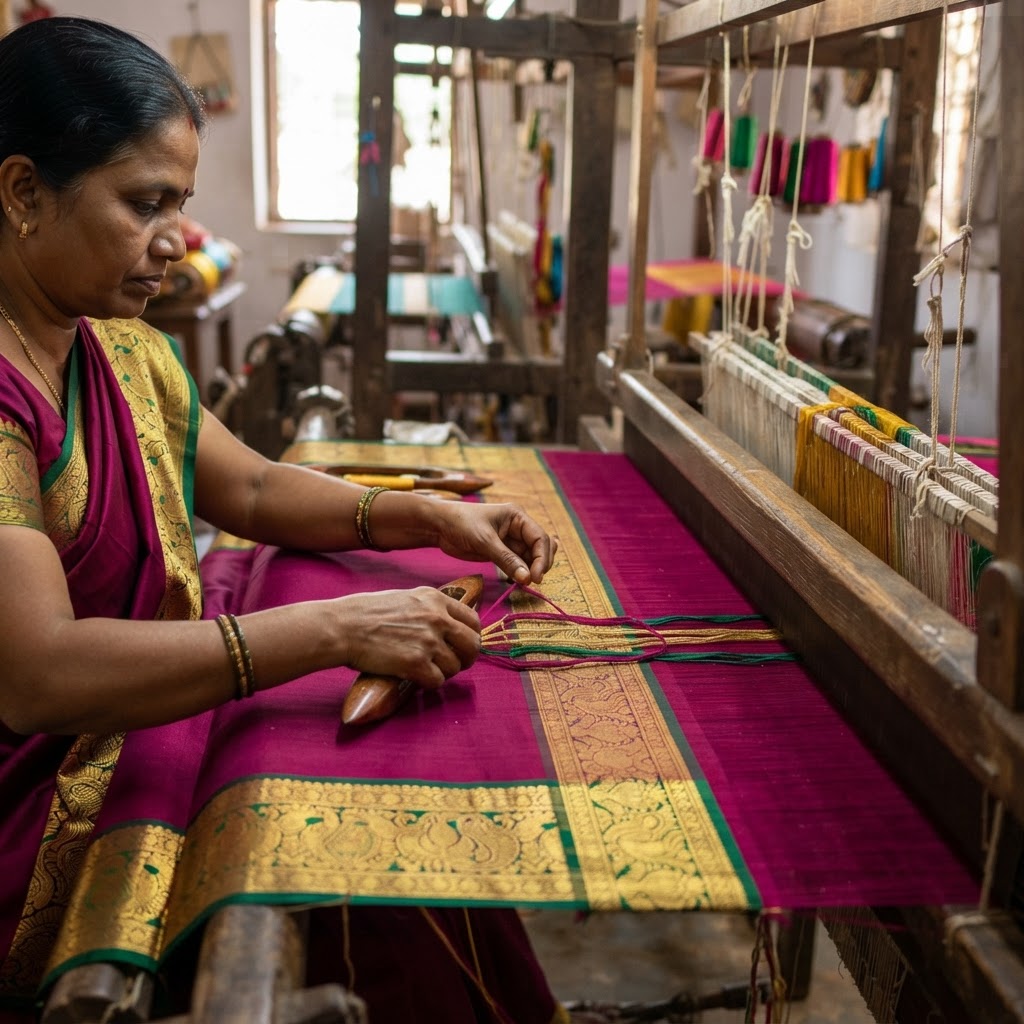 Kanchipuram handloom weave from Tamil Nadu