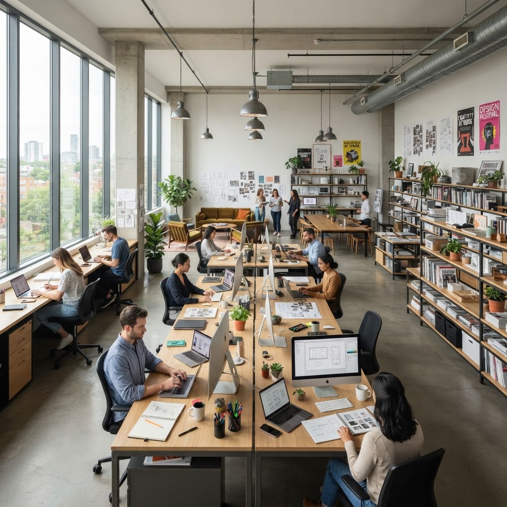 艺居空间设计工作室 — 贵阳世界贸易中心,明亮宽敞的设计师工作环境
