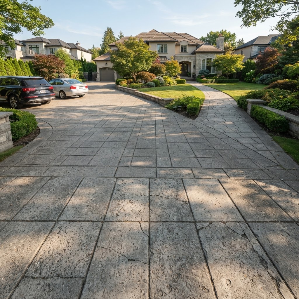Concrete paving slabs laid on a residential patio