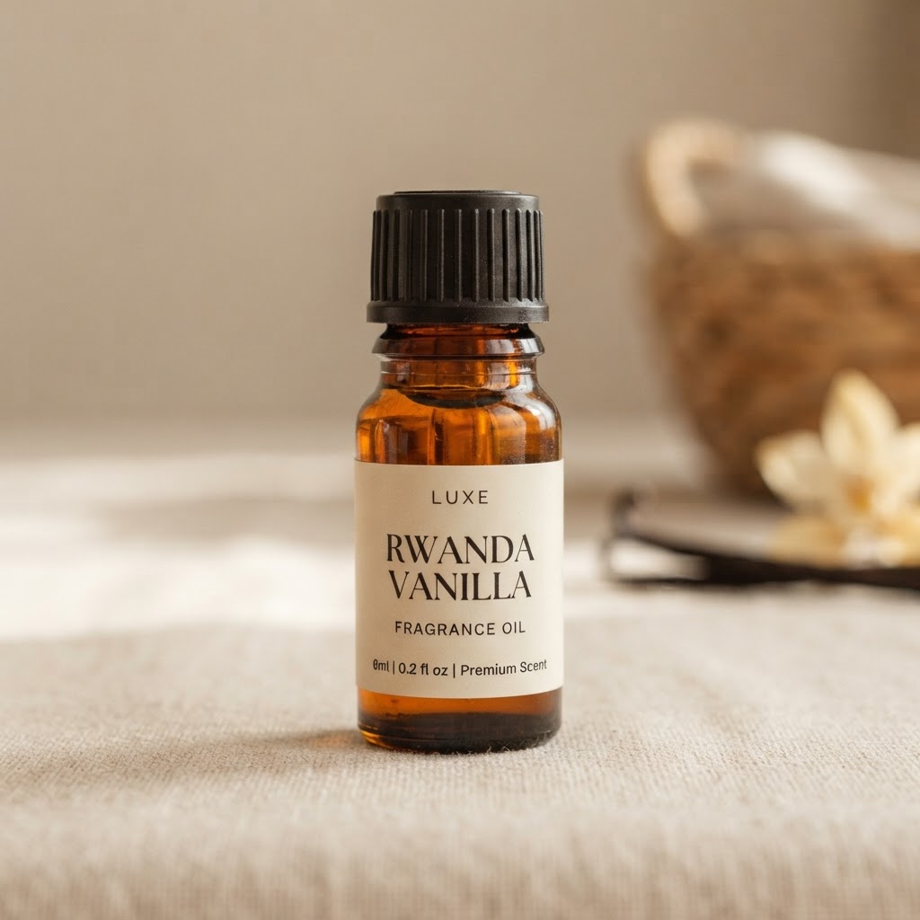 Luxe Rwanda Vanilla Fragrance Oil 6ml warm vanilla scent in amber bottle