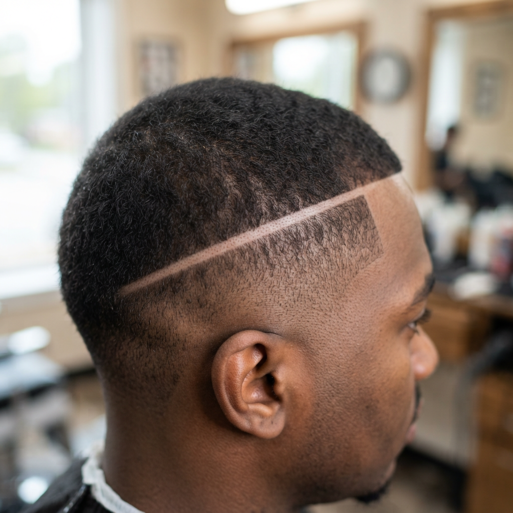 Razor line part carved into a short fade