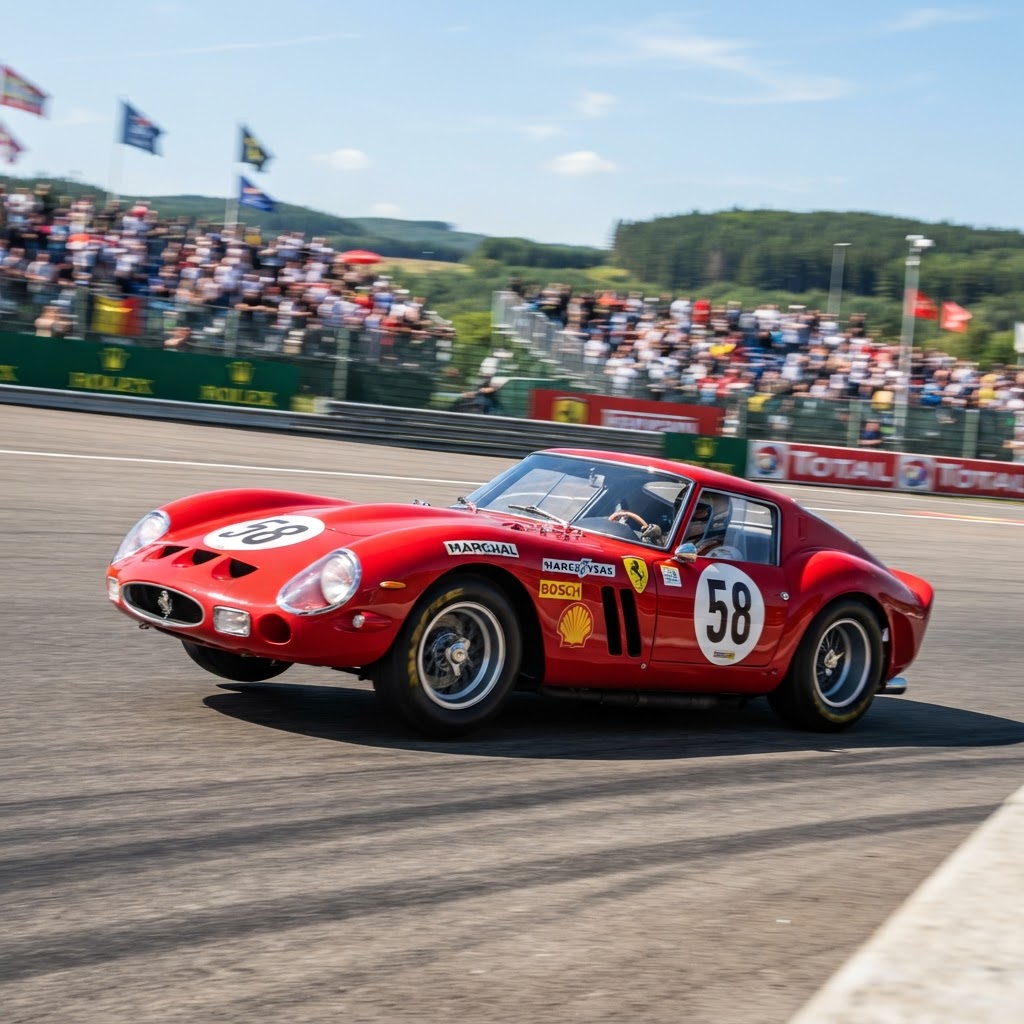 Rare classic Ferrari racing car on track representing the world's most expensive collector cars ever sold at auction