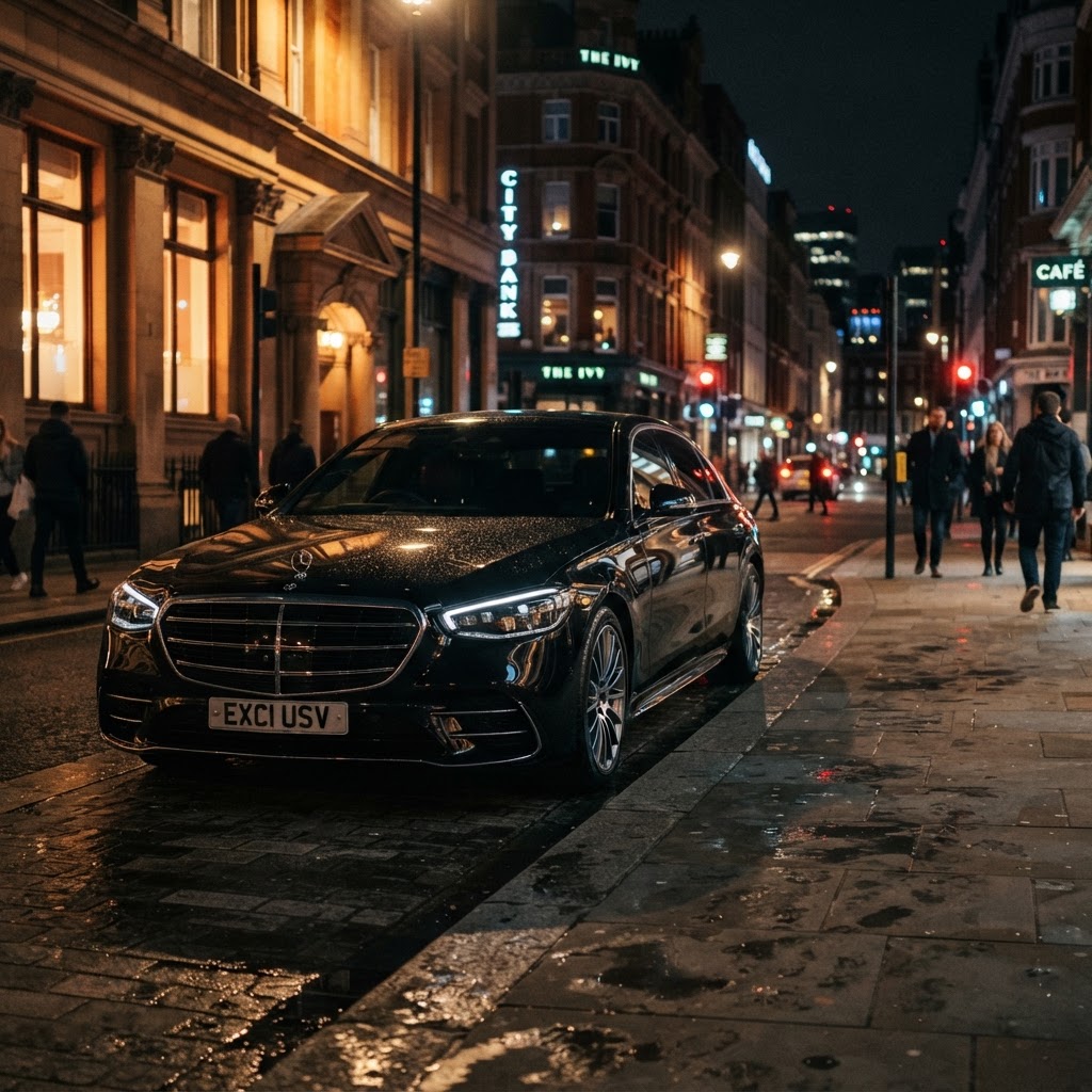 Luxury car parked on a city street at night — the hidden costs of luxury vehicle ownership
