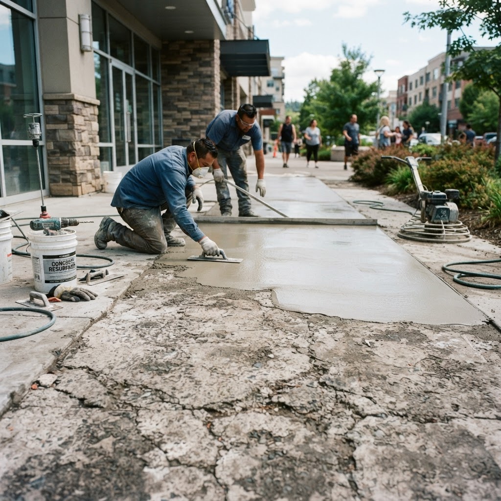 Concrete resurfacing project showing freshly resurfaced patio concrete in Kentucky