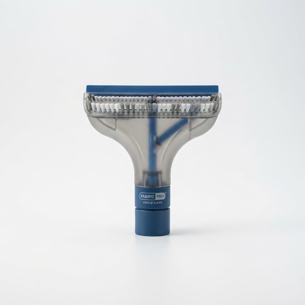 Upholstery cleaning tool attachment designed for safe cleaning of delicate fabric sofas and chairs